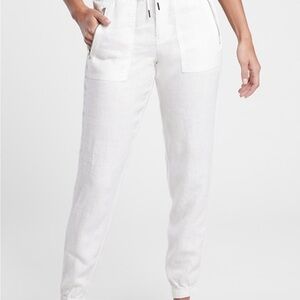 Athleta White Cabo 100% Linen Joggers Pants